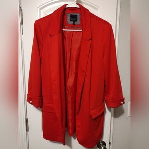 Women's Red 3/4 sleeve cotton blazer